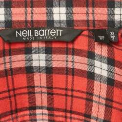 Pre Owned Neil Barrett Red Checks Cotton Slim Shirt S