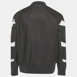 Pre Owned Neil Barrett Black Tiger Bolt Print Synthetic Bomber Jacket XL