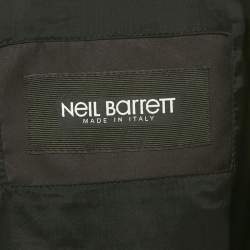 Pre Owned Neil Barrett Black Tiger Bolt Print Synthetic Bomber Jacket XL