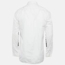 Pre Owned Neil Barrett White Eagle Print Cotton Slim Fit Shirt M