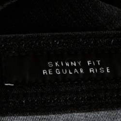 Pre Owned Neil Barrett Grey Ribbed Denim Regular Rise Skinny Fit Biker Jeans L