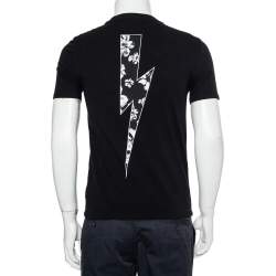 Neil Barrett Black Floral Bolt Printed Crewneck T-Shirt S