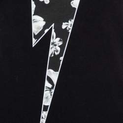 Neil Barrett Black Floral Bolt Printed Crewneck T-Shirt S