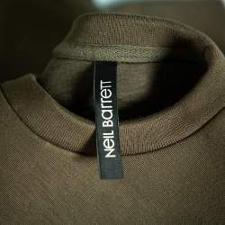 Neil Barrett Green Paneled Neoprene Side Zip Detail Slim Fit Sweatshirt M