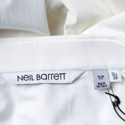 Neil Barrett White Cotton Neck Tie Printed Button Front Shirt M 