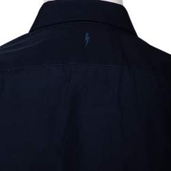Neil Barrett Navy Blue Cotton Star Collar Slim Fit Shirt L