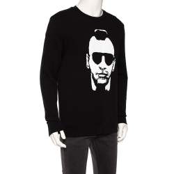 مملوكة مسبقًا سويت شيرت نيل باريت تريكو أسود مطبوع رقبة مستديرة مقاس وسط (ميديوم)