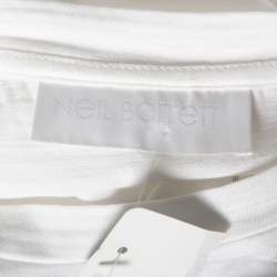 Neil Barrett White Lightening Bolt Printed Cotton Short Sleeve T-Shirt S