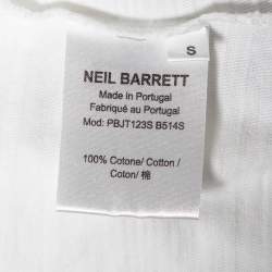Neil Barrett White Lightening Bolt Printed Cotton Short Sleeve T-Shirt S