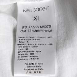Pre Owned Neil Barrett White Cotton Thunderbolt Printed Crew Neck T-Shirt XL