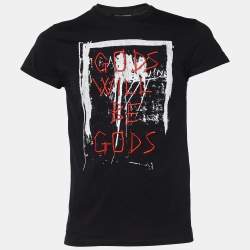 Neil Barrett Black Gods Embroidered Cotton Knit Crewneck T-Shirt S