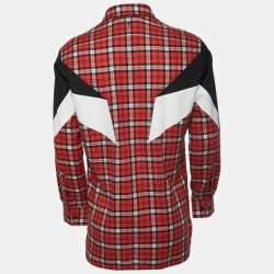 Neil Barrett Red/Black Plaid Brushed Cotton Button Front Full Sleeve Shirt L