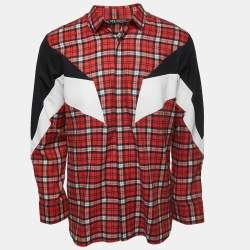 Neil Barrett Red/Black Plaid Brushed Cotton Button Front Full Sleeve Shirt L