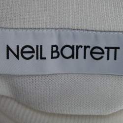 Pre Owned Neil Barrett Off White Striped Knit Crew Neck Slim Fit Pullover L