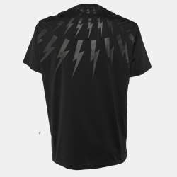 Neil Barrett Black Thunderbolt Print Cotton Slim Fit T-Shirt XL