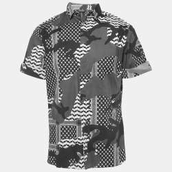 Neil Barrett Monochrome Printed Cotton Slim Fit Shirt M