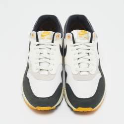 Nike Multicolor Mesh and Leather Air Max 1 Athletic Department Light Bone University Gold Sneakers Size 44