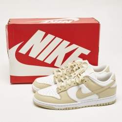 Nike Beige/White Leather Dunk Low Team Gold Sneakers Size 43