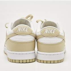 Nike Beige/White Leather Dunk Low Team Gold Sneakers Size 43