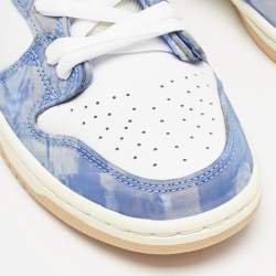 Nike White/Blue Leather and Fabric SB Dunk High Carpet Company Sneakers Size 40.5