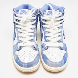 Nike White/Blue Leather and Fabric SB Dunk High Carpet Company Sneakers Size 40.5