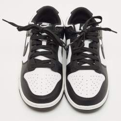 Pre Owned Nike Black/White Leather Dunk Low Retro Panda Sneakers Size 42
