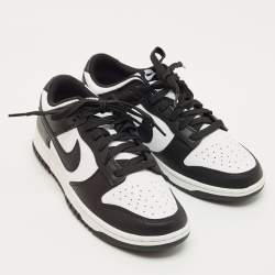 Pre Owned Nike Black/White Leather Dunk Low Retro Panda Sneakers Size 42