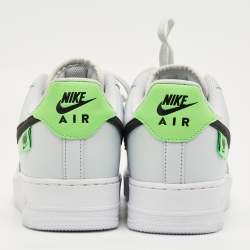 Pre Owned Nike Grey Leather Air Force 1 Low Worldwide Pure Platinum Sneakers Size 44.5