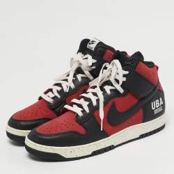 Pre Owned Nike Dunk Hi Size 45 Black Leather and Nubuck Leather Mid Top Sneakers