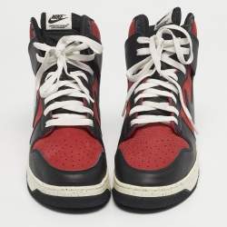 Pre Owned Nike Dunk Hi Size 45 Black Leather and Nubuck Leather Mid Top Sneakers