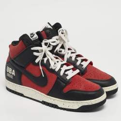 Pre Owned Nike Dunk Hi Size 45 Black Leather and Nubuck Leather Mid Top Sneakers