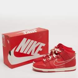 Pre Owned Nike Dunk High SE First Use Red Size 45 Red Leather and Suede High Top Sneakers