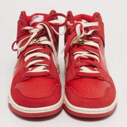 Pre Owned Nike Dunk High SE First Use Red Size 45 Red Leather and Suede High Top Sneakers