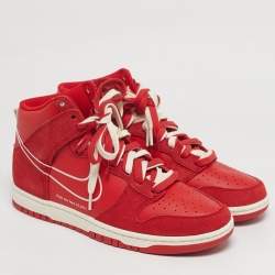 Pre Owned Nike Dunk High SE First Use Red Size 45 Red Leather and Suede High Top Sneakers