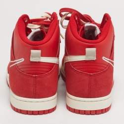 Pre Owned Nike Dunk High SE First Use Red Size 45 Red Leather and Suede High Top Sneakers