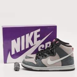 Pre Owned Nike SB Dunk Pro Medium Grey Pink Size 45 Grey Nubuck and Leather High Top Sneakers