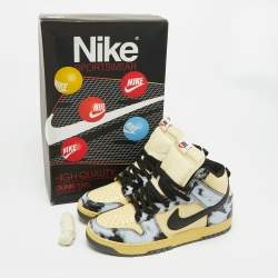 مملوكة مسبقًا Nike Dunk 1985 Black Acid Wash Size 45 Multicolor Leather High Top Sneakers