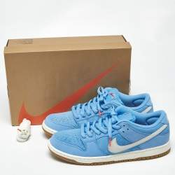 Pre Owned Nike SB Dunk Pro University Blue Gum Size 46 Blue Nubuck Leather and Suede Low Top Sneakers