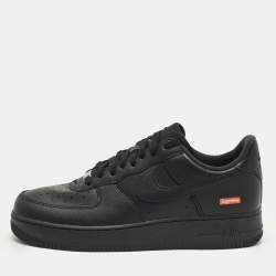 مملوكة مسبقًا Nike x Supreme Air Force 1 Size 46 Black Leather Low Top Sneakers