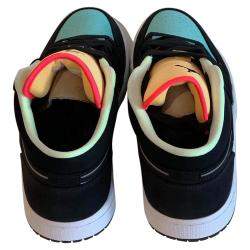 Pre Owned Nike Jordan 1 Low Black Aurora Green Laser Orange Size 41