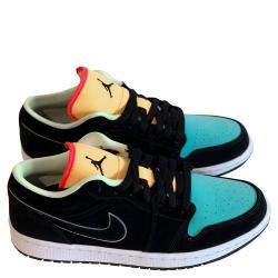 Pre Owned Nike Jordan 1 Low Black Aurora Green Laser Orange Size 41
