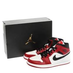 Pre Owned Air Jordan 1 Mid Nike Tricolor Leather Chicago High Top Sneakers Size 44