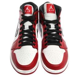 Pre Owned Air Jordan 1 Mid Nike Tricolor Leather Chicago High Top Sneakers Size 44