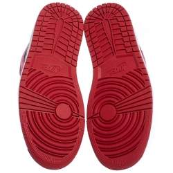 Pre Owned Nike Air Jordan 1 Red/Black Leather Mid Sneakers Size 42