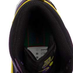 Pre Owned Nike Black/Purple Canvas and Leather Dunk Lakers High Top Sneakers Size 46