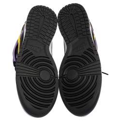 Pre Owned Nike Black/Purple Canvas and Leather Dunk Lakers High Top Sneakers Size 46