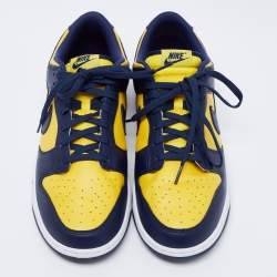 Nike Navy Blue/Yellow Leather Dunk Lace Up Retro Sneakers  Size 47