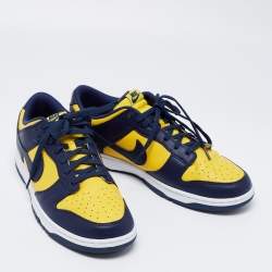 Nike Navy Blue/Yellow Leather Dunk Lace Up Retro Sneakers  Size 47