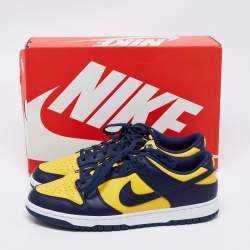 Nike Navy Blue/Yellow Leather Dunk Lace Up Retro Sneakers  Size 47