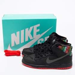 Nike Black/Multicolor Faux Leather and Embroidered Fabric SPoT SB Dunk High-Top Gasparilla Sneakers Size 43